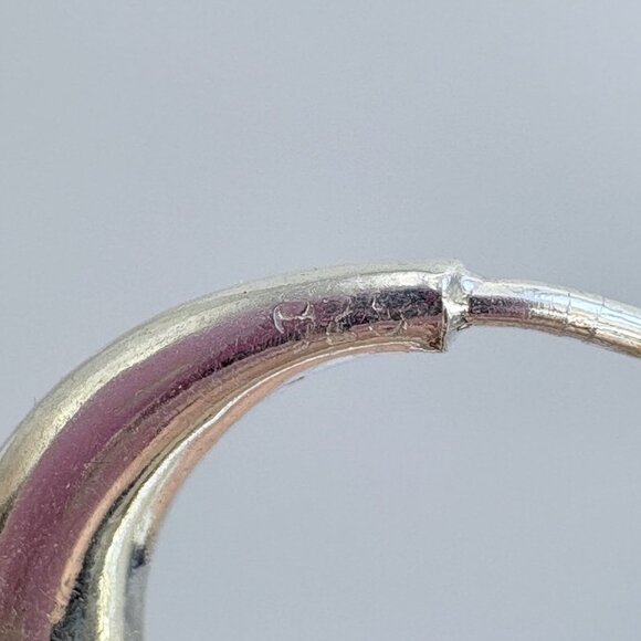 VTG Sterling Silver 925 Crescent Tapered Hoop Earrings Size 0.75" Length - Picture 7 of 8